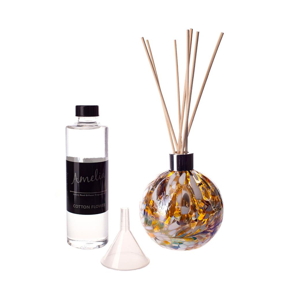 Amelia Art Glass Gold Brown & White Iris Reed Diffuser Gift Set  £35.99